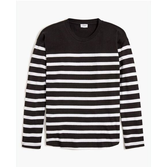 J. Crew Women’s 100% Cotton Striped tee Size S long sleeve curved hem casual - Picture 1 of 7